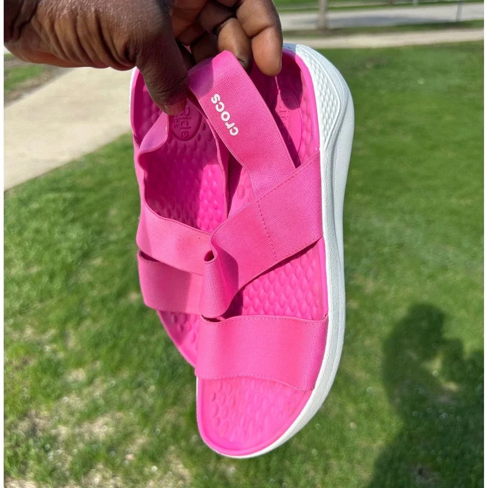 Crocs Women's LiteRide Stretch Sandals Size 7 Pink Shoes‎